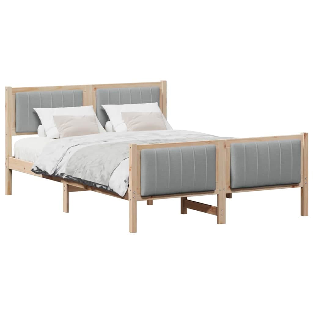 vidaXL Estrutura da cama Marrom e cinza claro 135 x 190 cm