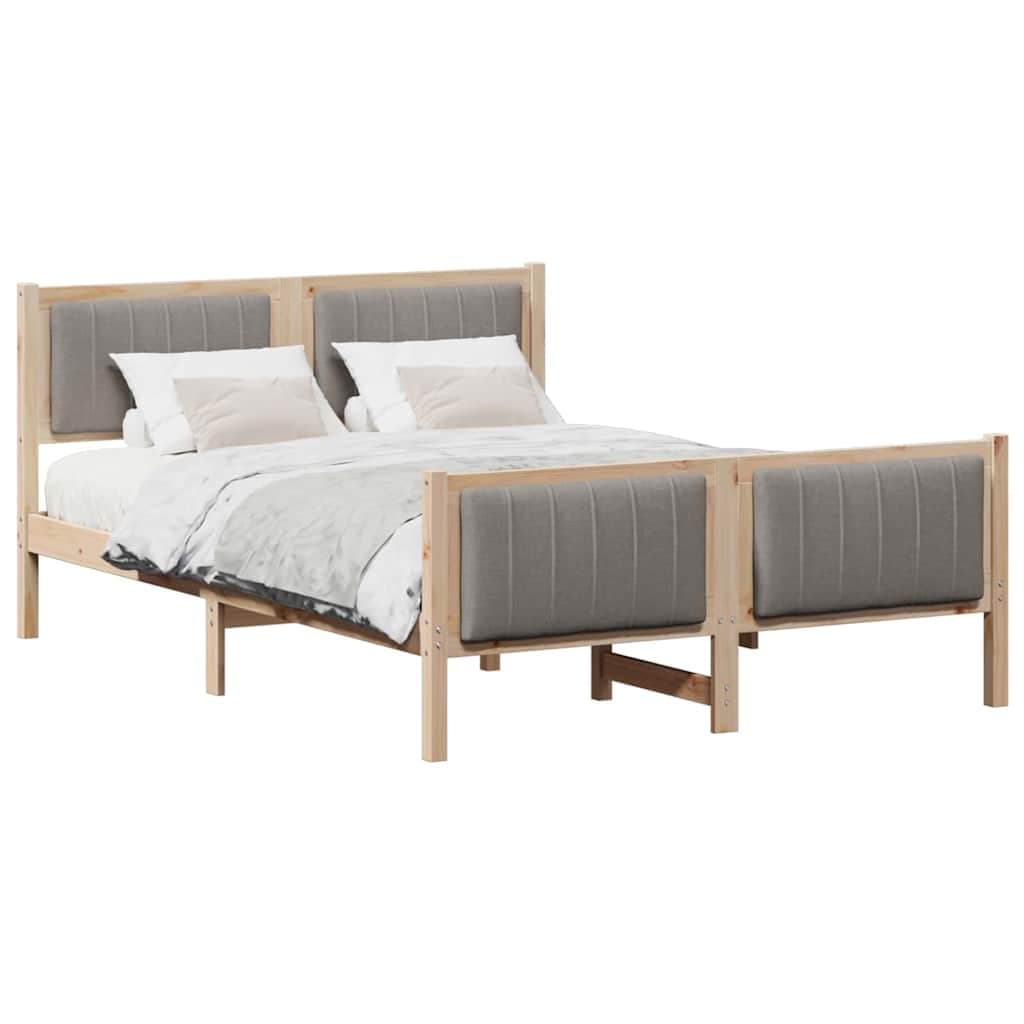 vidaXL Estrutura da cama com cabeceira Marrom e taupe 135 x 190 cm