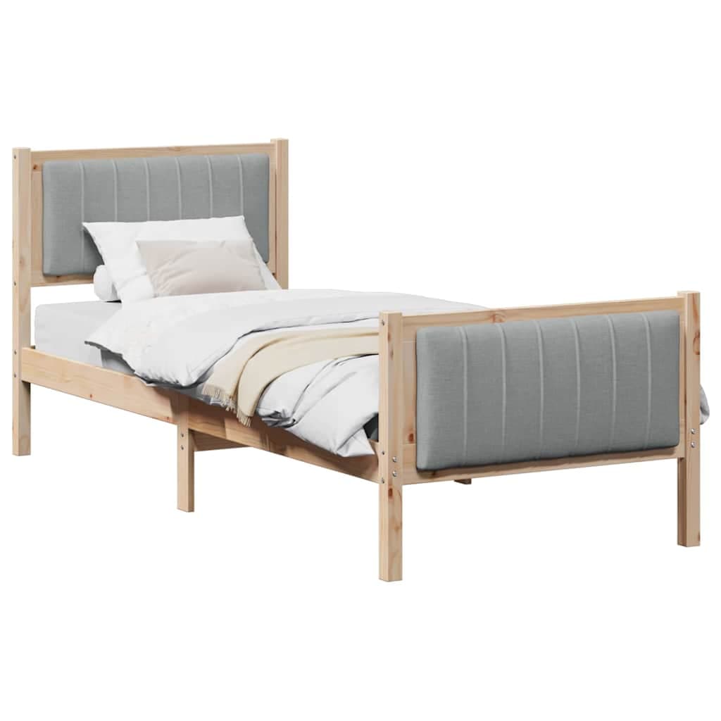vidaXL Estrutura da cama Marrom e cinza claro 75 x 190 cm