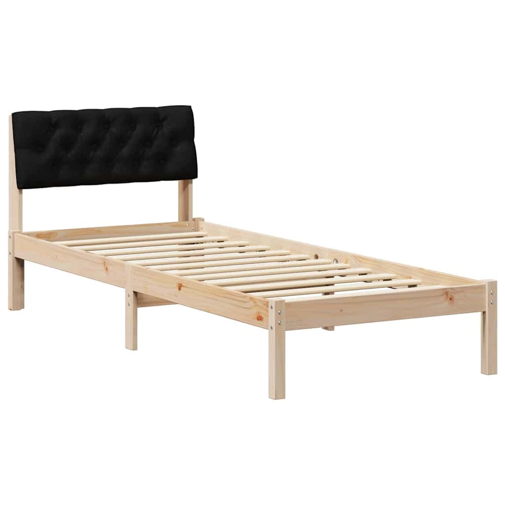 vidaXL Estrutura da cama com cabeceira Castanho e preto 75 x 190 cm