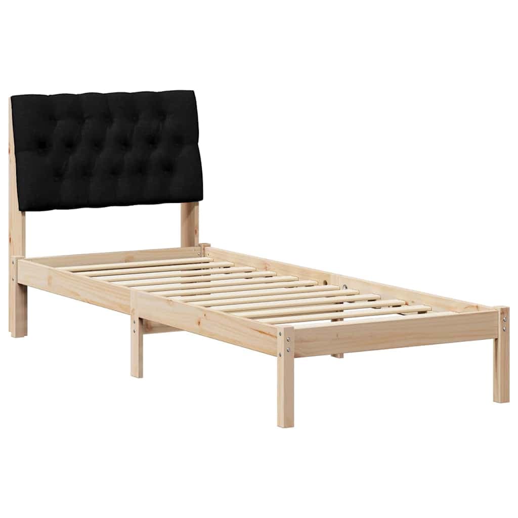 vidaXL Estrutura de Cama com Cabeceira Estofada Castanho 75 x 190 cm