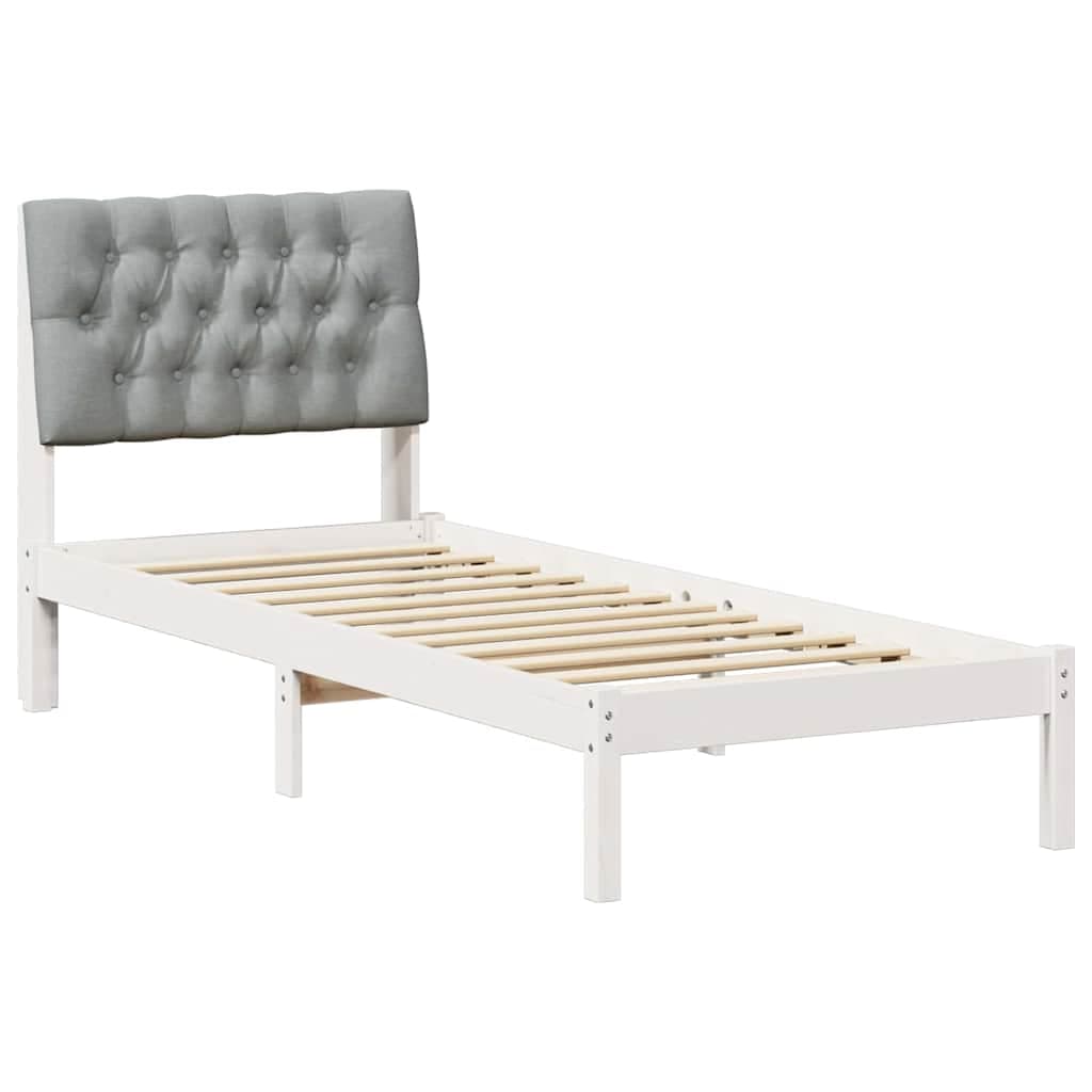 vidaXL Estrutura de Cama com Cabeceira Estofada Branco 75 x 190 cm