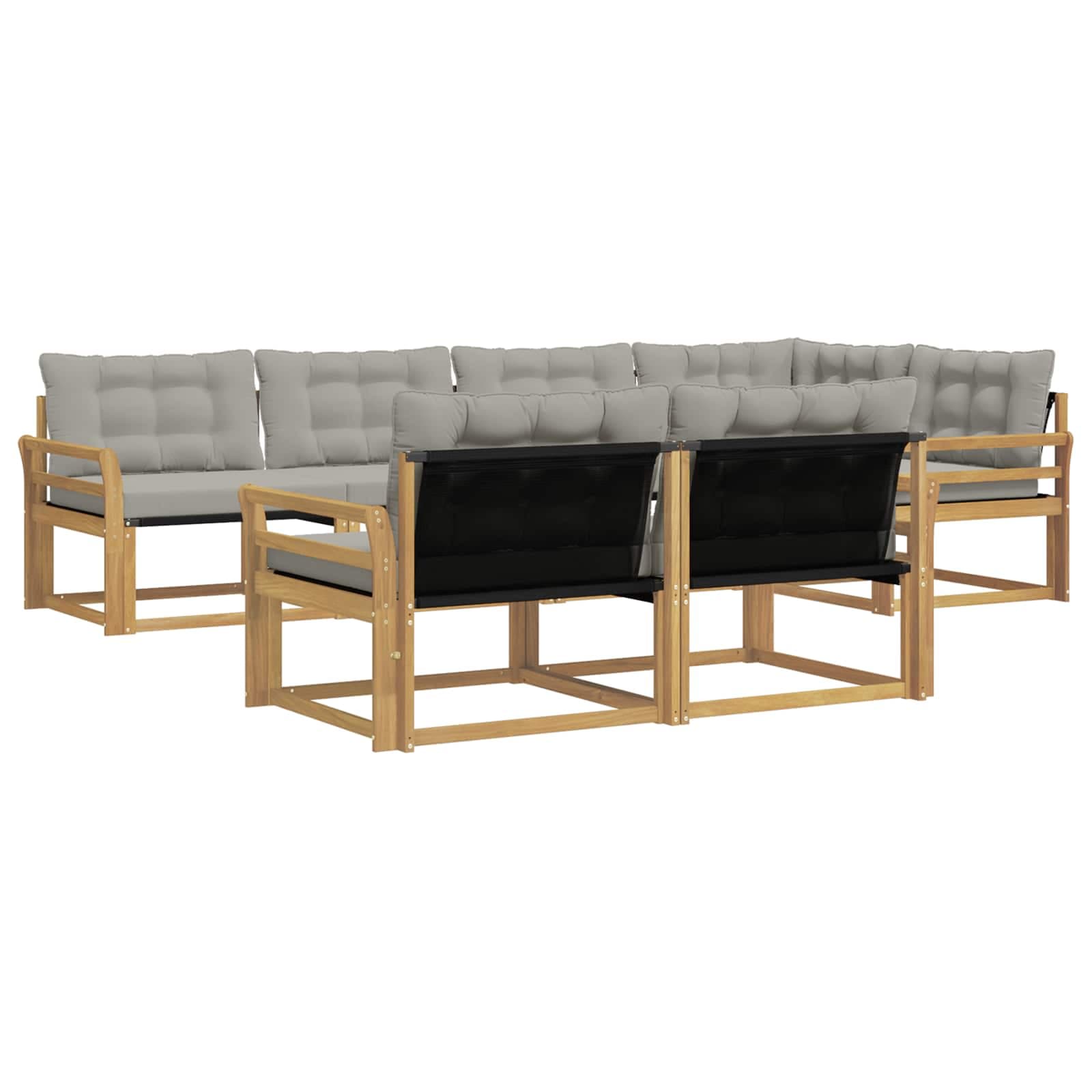 vidaXL Conjunto de Sofás para Exterior 7 pcs Branco e Cinzento-Claro