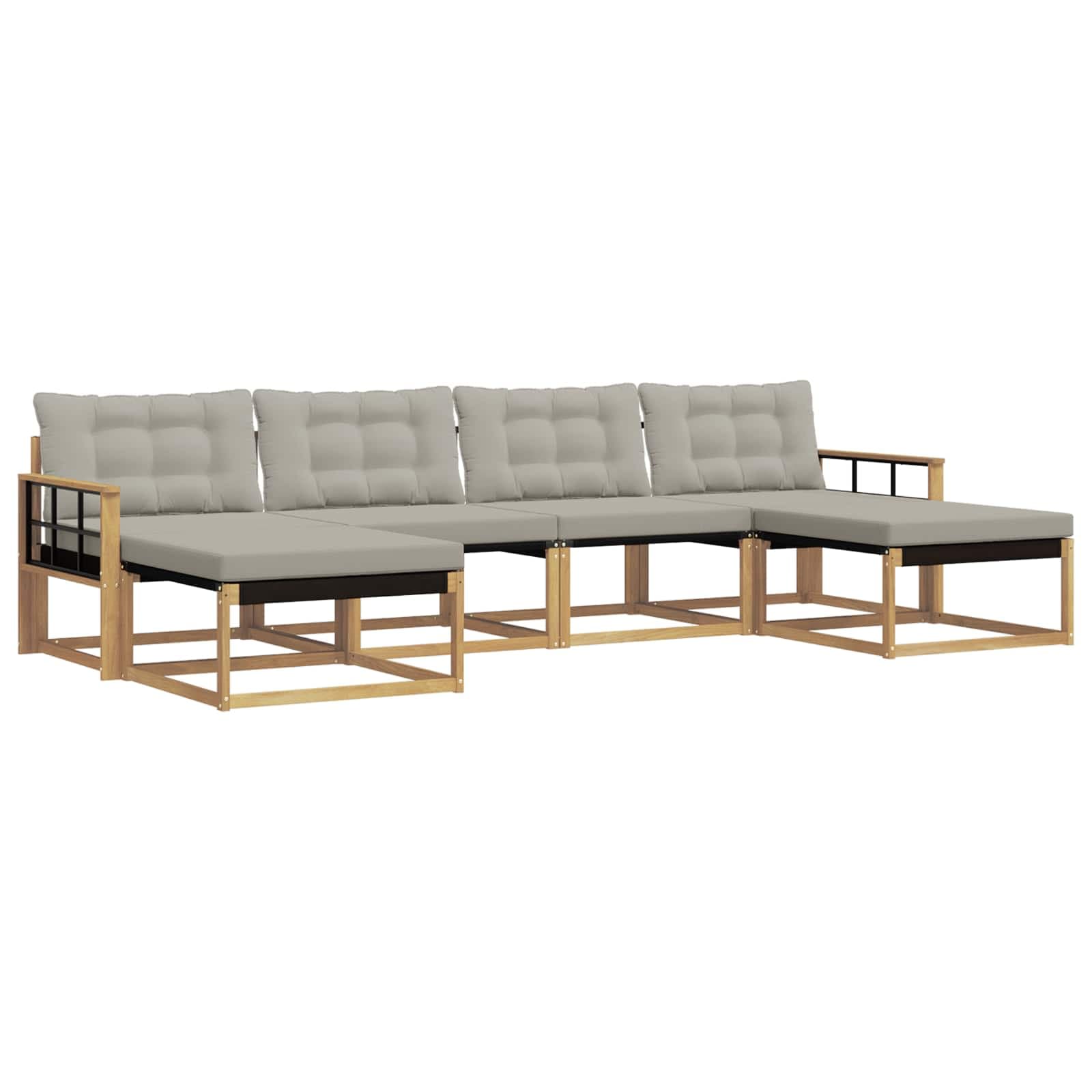 vidaXL Conjunto de Sofás para Exterior 6 pcs Branco e Cinzento-Claro