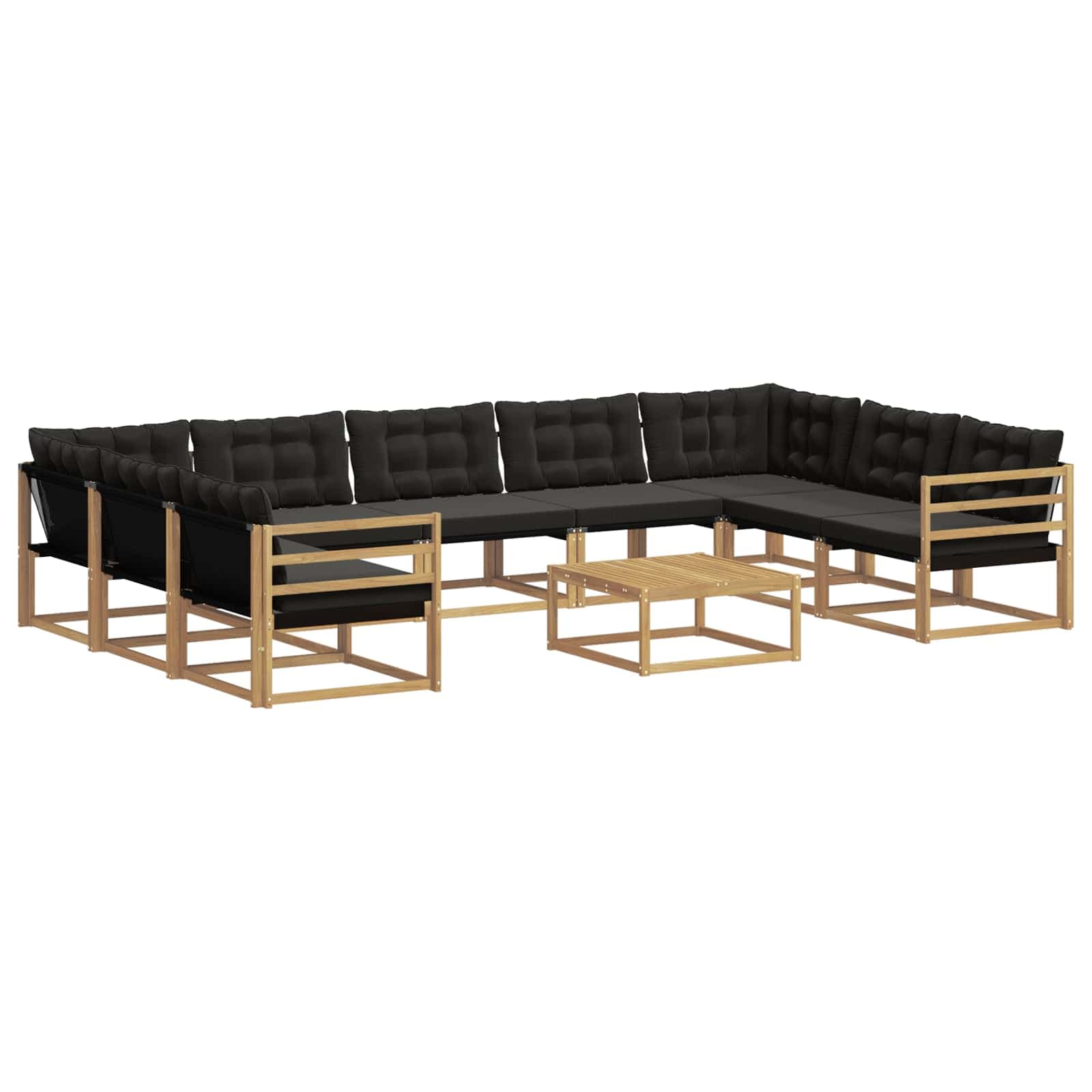 vidaXL Conjunto de Sofás para Exterior 10 pcs Branco e Preto