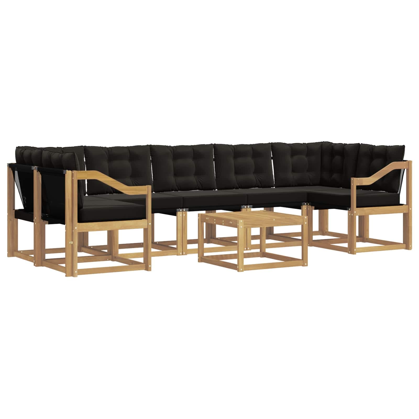 vidaXL Conjunto de Sofás para Exterior 8 pcs Branco e Preto