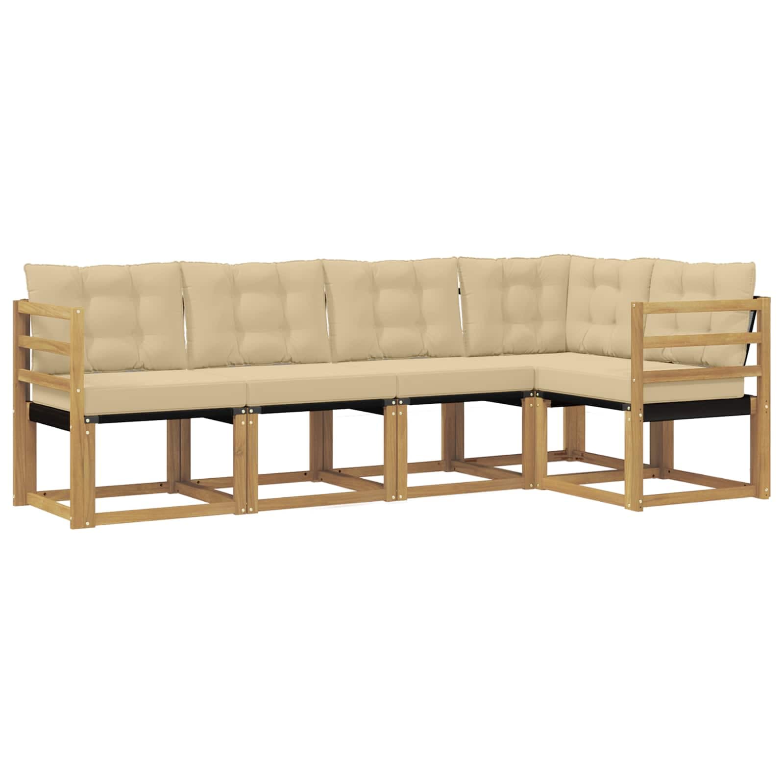 vidaXL Conjunto de Sofás para Exterior 5 pcs Branco e Bege