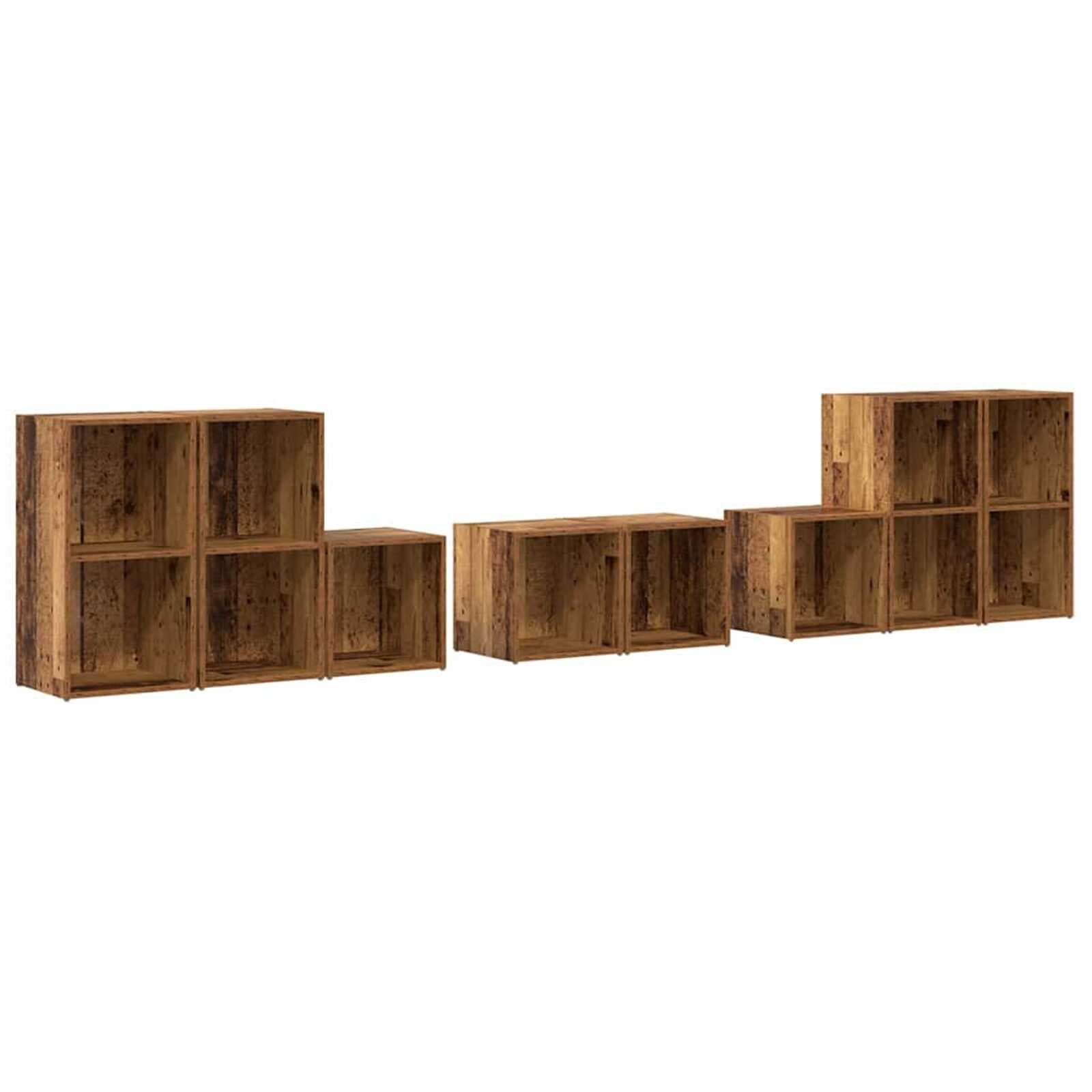 vidaXL Conjunto de Estantes para TV 8 pcs Madeira Antiga