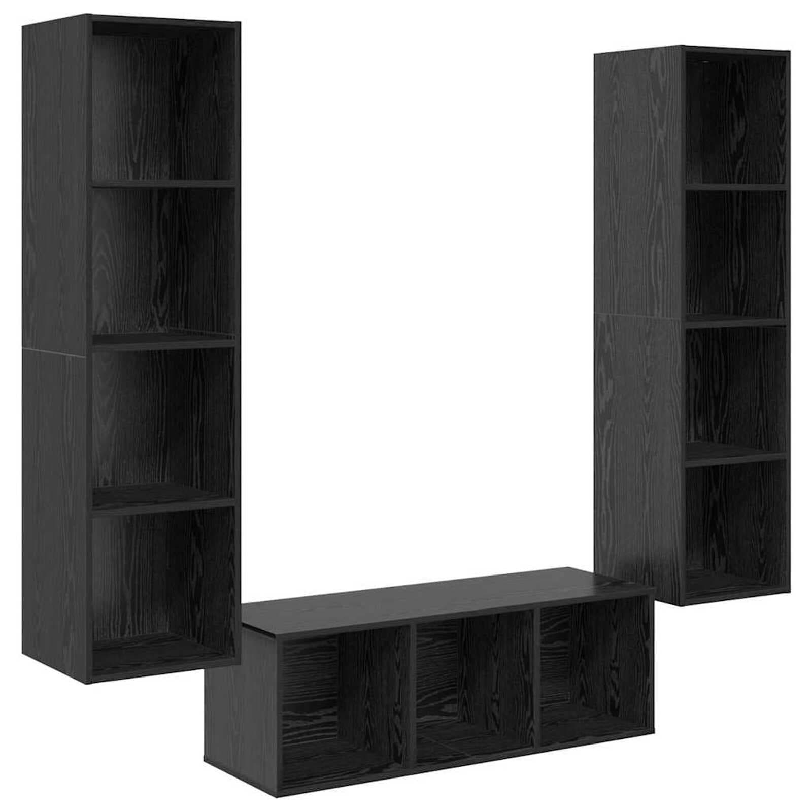 vidaXL Conjunto de móvel de TV 3 pcs Carvalho Preto Madeira processada