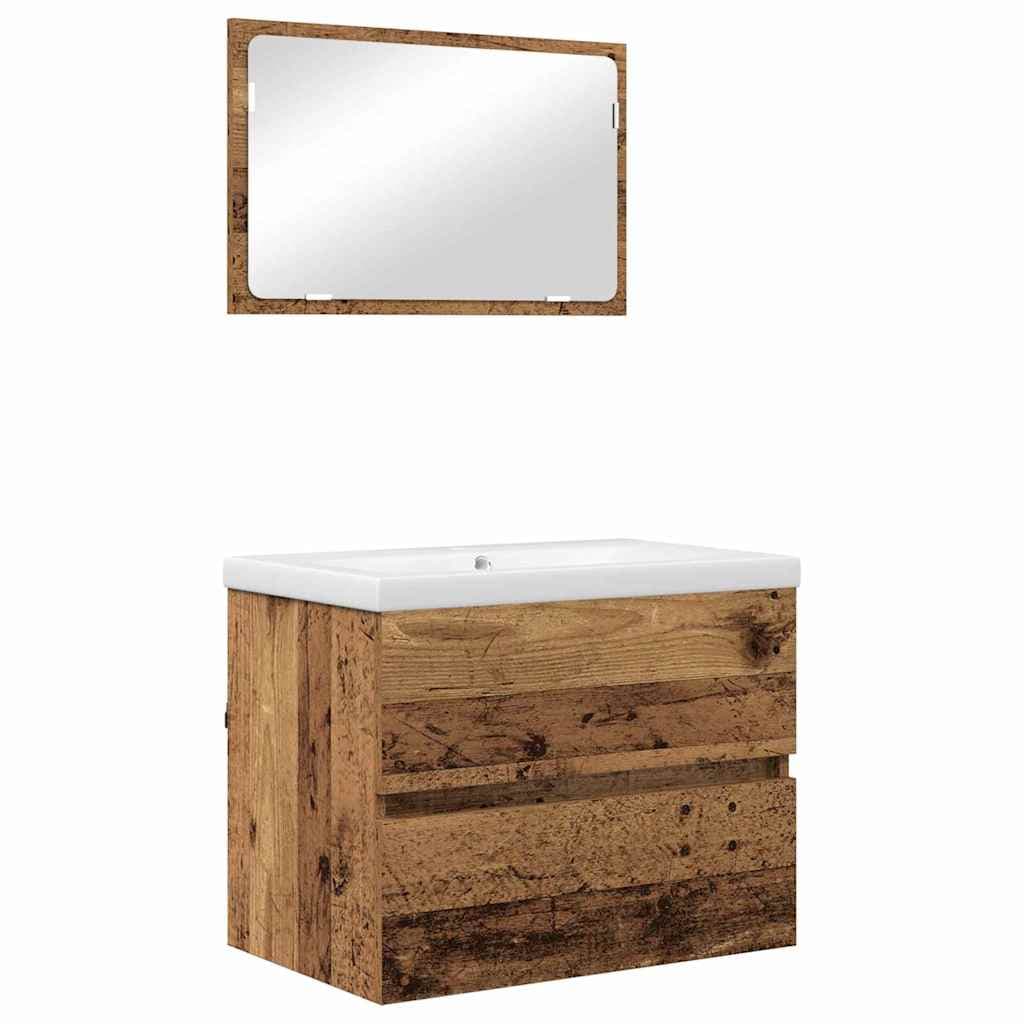 vidaXL Conjunto de Móveis para Banheiro 3 pcs Madeira Antiga