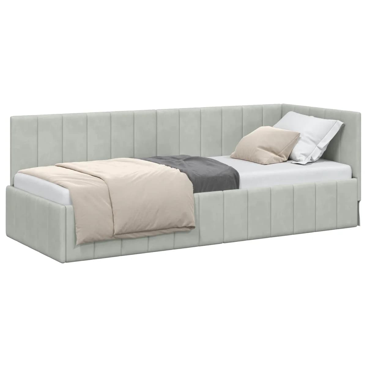 vidaXL Estrutura de Cama de Canto Cinzento-claro 80 cm x 200 cm Veludo