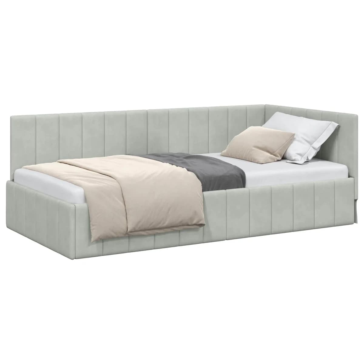 vidaXL Estrutura de Cama de Canto Cinzento-claro 100 cm x 200 cm