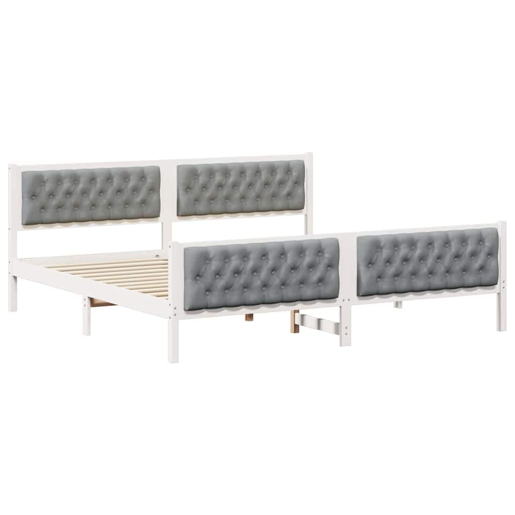 vidaXL Estrutura da Cama com cabeceira Cinzento-claro 200 x 200 cm