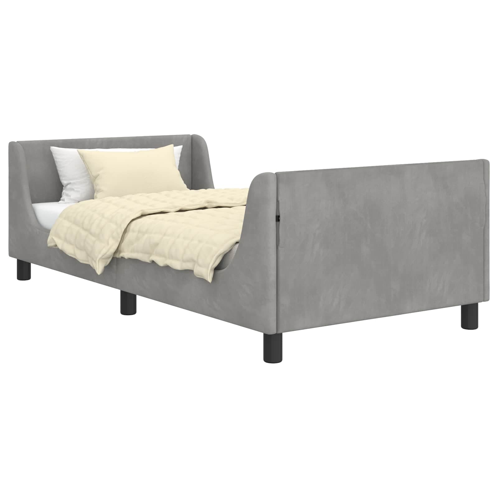 vidaXL Estrutura de Cama Infantil com Cabeceira Cinzento-claro Veludo