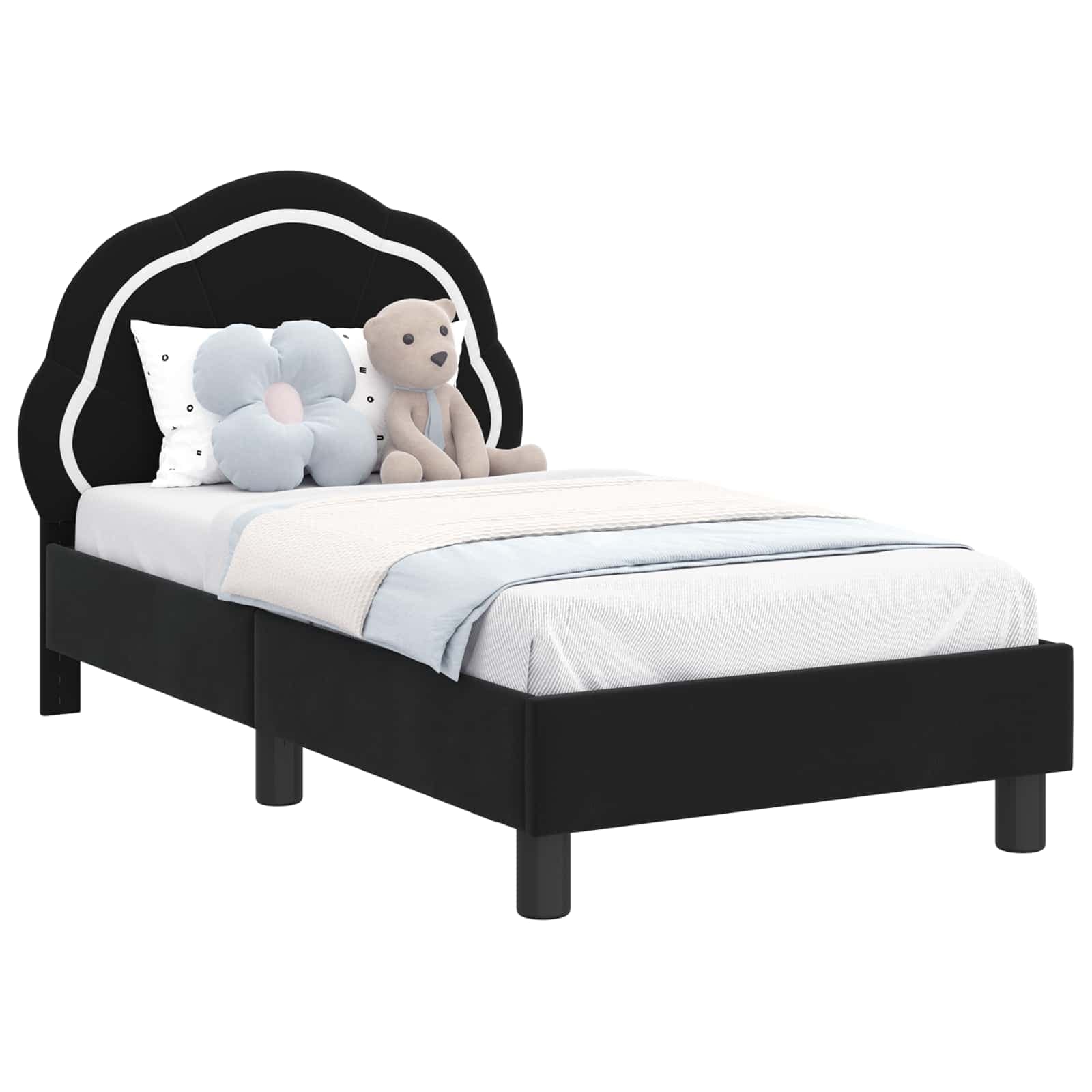 vidaXL Estrutura de Cama para Criança com Cabeceira Preto 70 x 140 cm