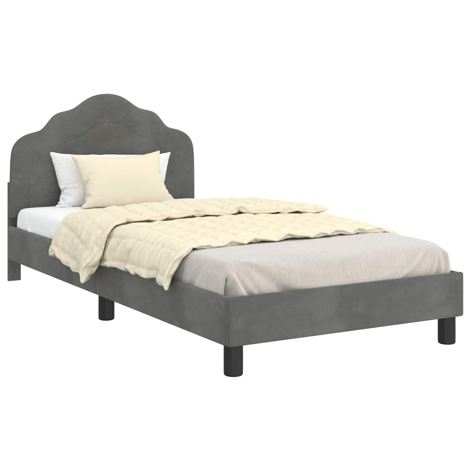 vidaXL Estrutura de Cama Infantil com Cabeceira Cinzento-Escuro Veludo