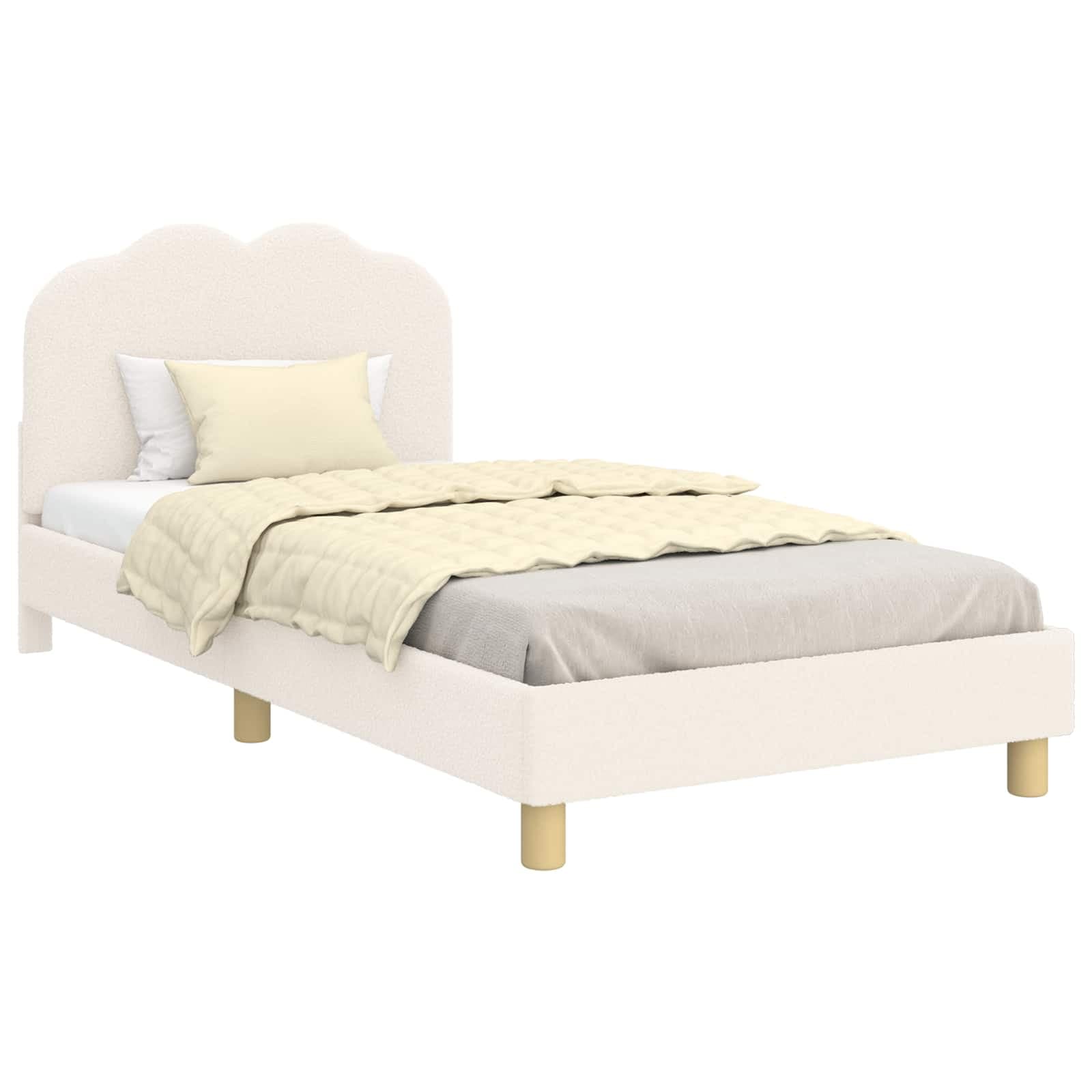 vidaXL Estrutura de Cama Infantil com Cabeceira Creme 90 x 200 cm