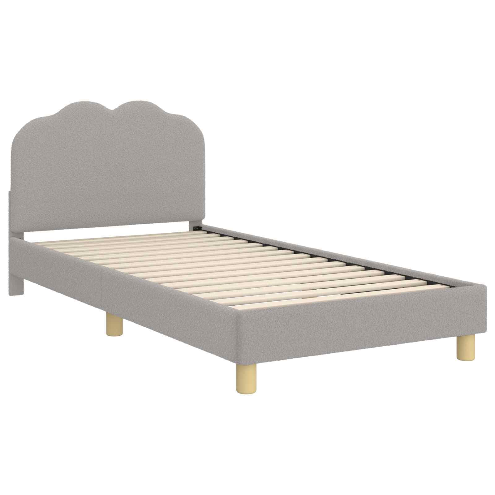 vidaXL Estrutura de Cama Infantil com Cabeceira Cinzento-claro Bouclé