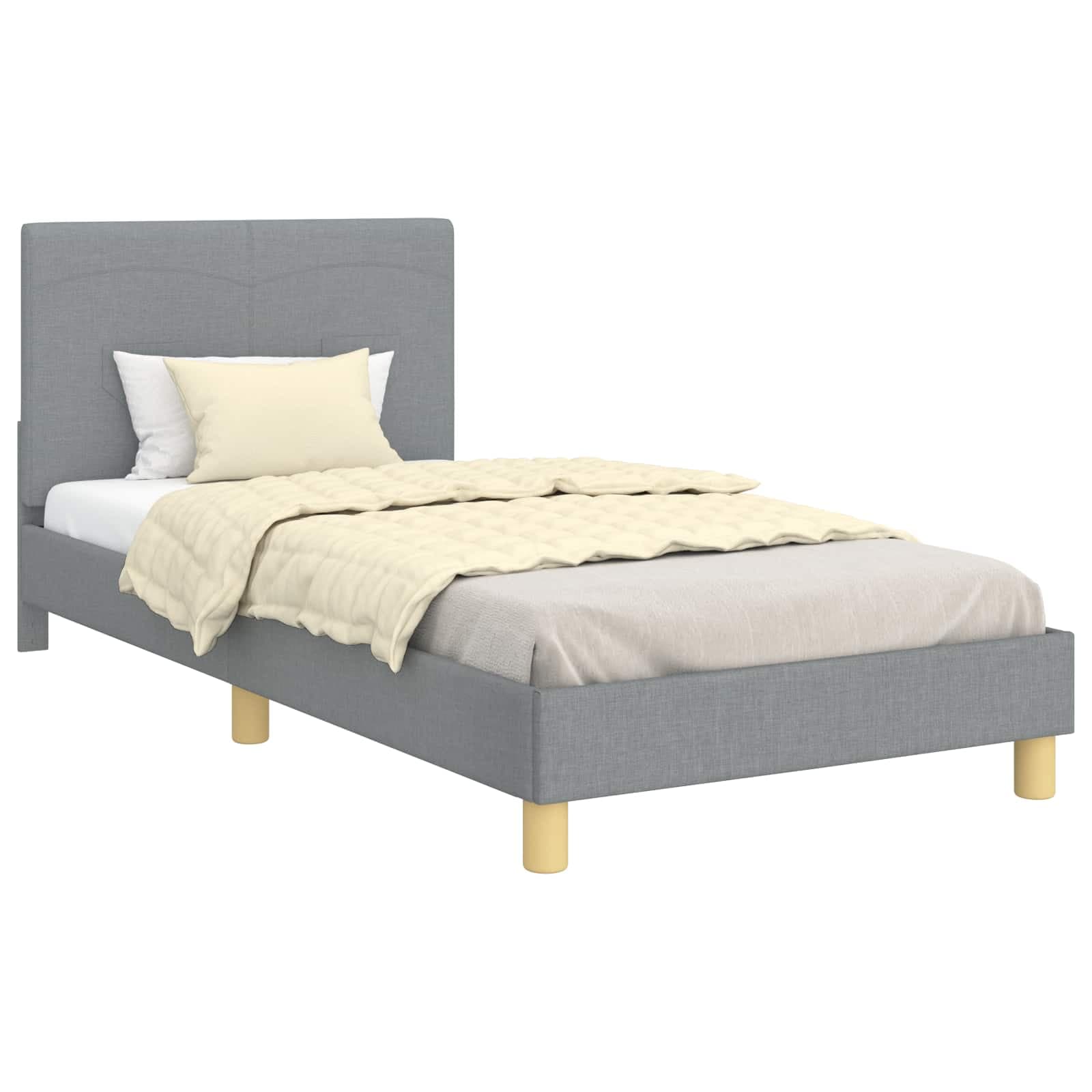 vidaXL Estrutura de Cama Infantil com Cabeceira Cinzento-claro tecido