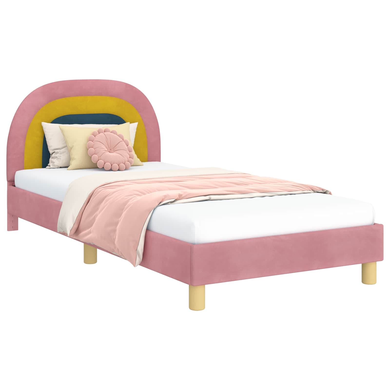 vidaXL Estrutura de Cama Infantil com Cabeceira Rosa 80 x 200 cm