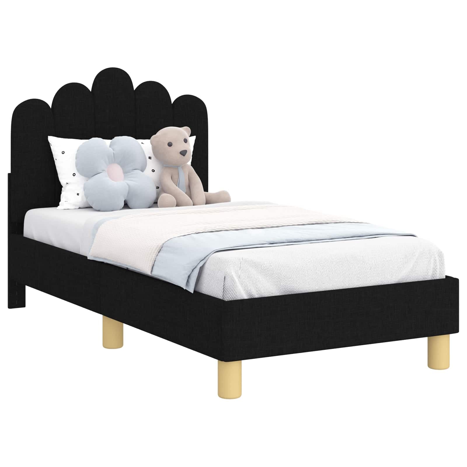 vidaXL Estrutura de Cama para Criança com Cabeceira Preto 70 x 140 cm