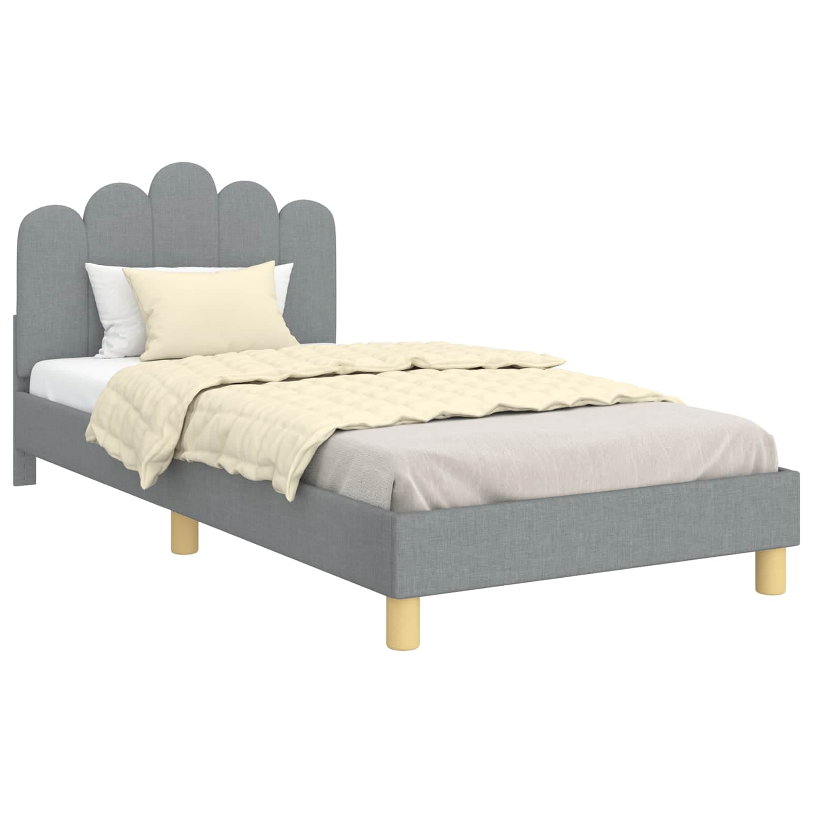 vidaXL Estrutura de Cama Infantil com Cabeceira Cinzento-claro Tecido