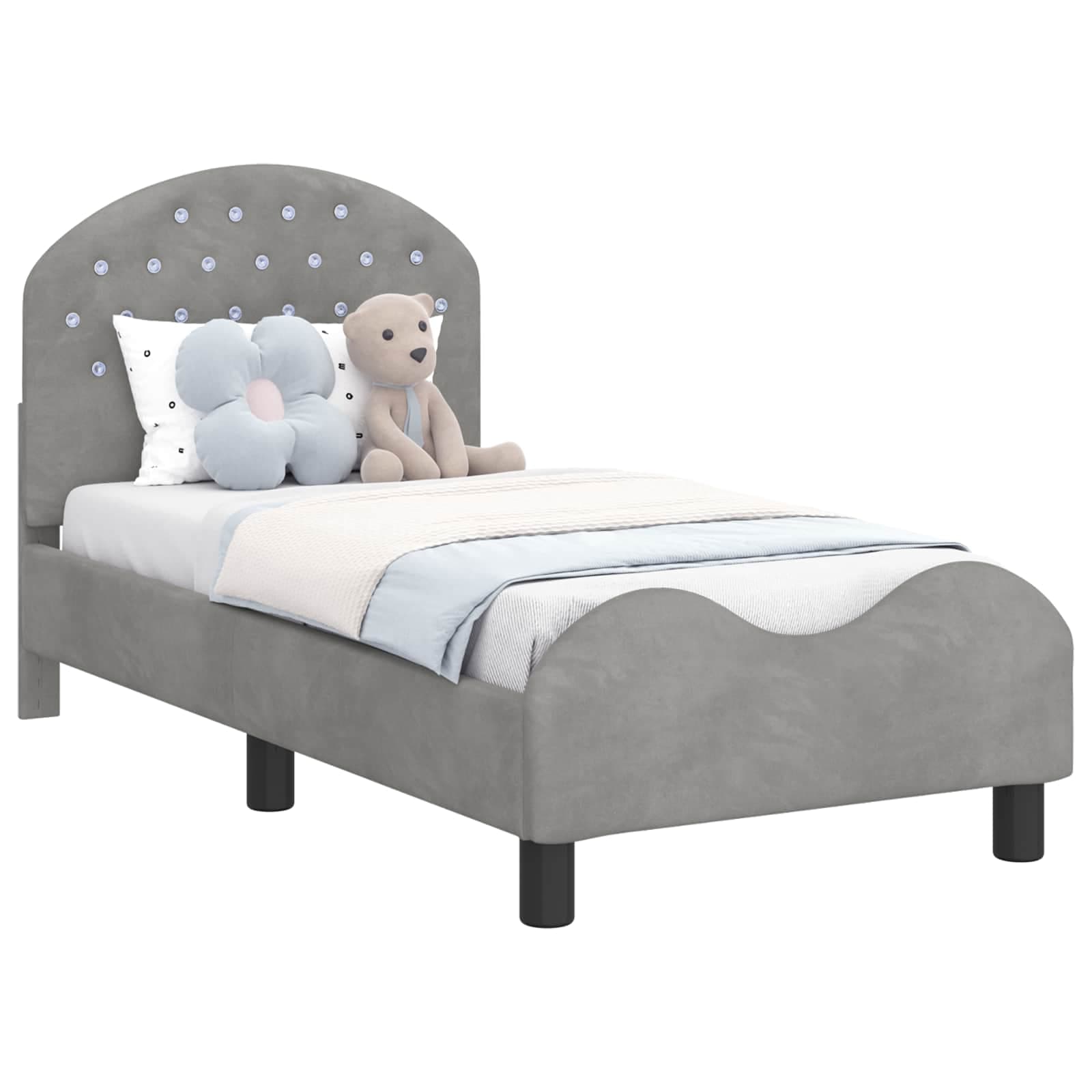vidaXL Estrutura de Cama para Criança com Cabeceira Cinzento-claro