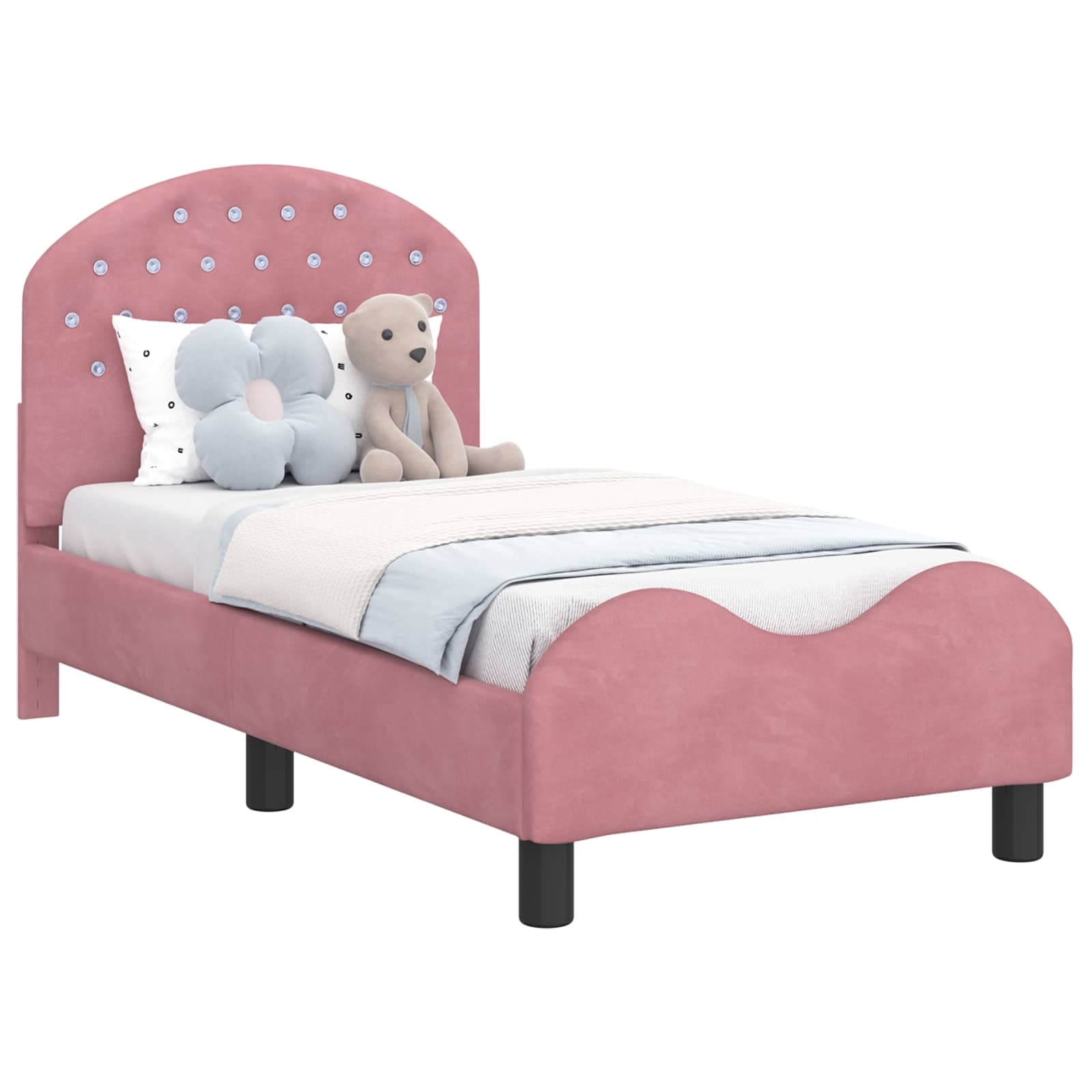 vidaXL Estrutura de Cama para Criança com Cabeceira Rosa 70 x 140 cm