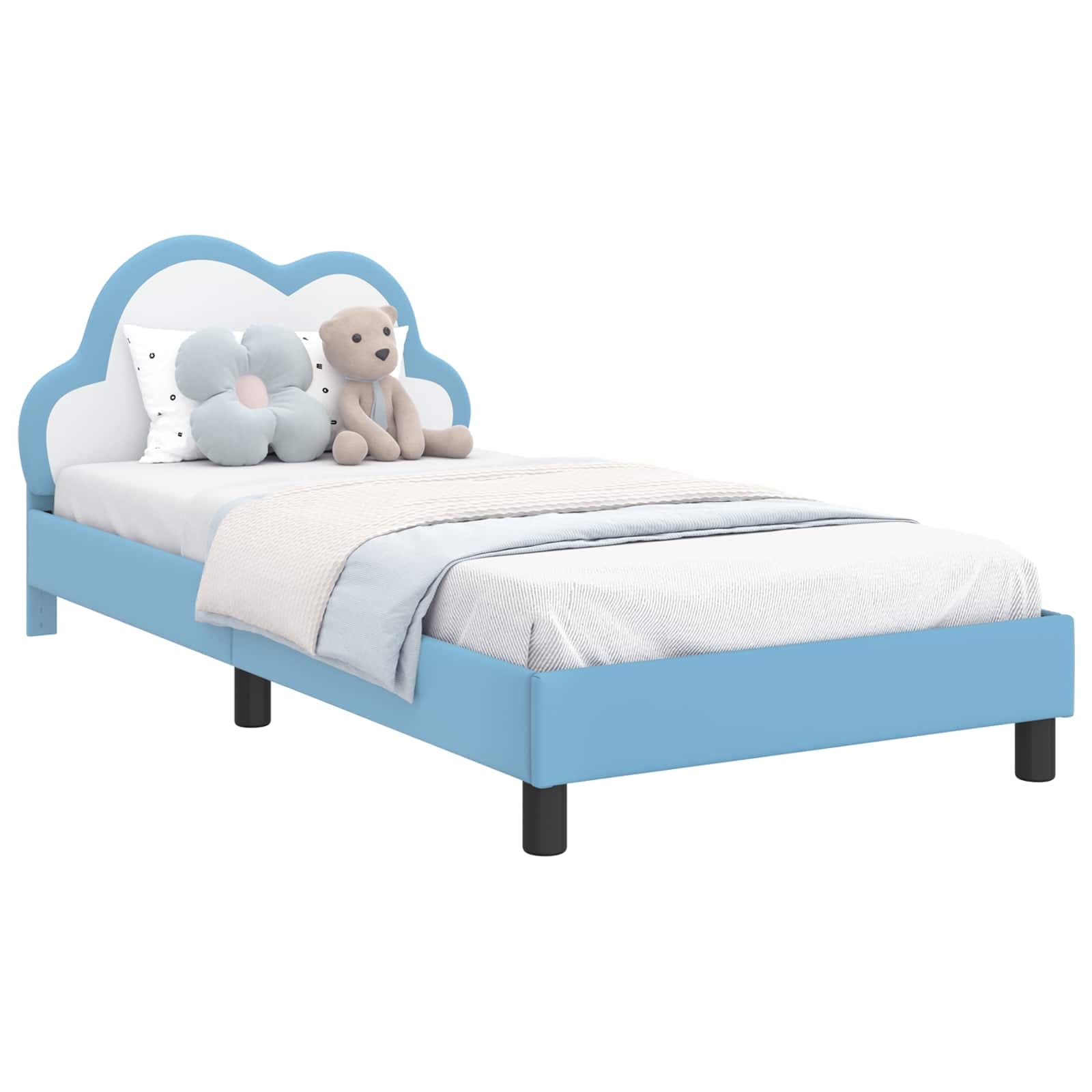 vidaXL Estrutura de Cama Infantil com Cabeceira Azul 90 x 200 cm PU