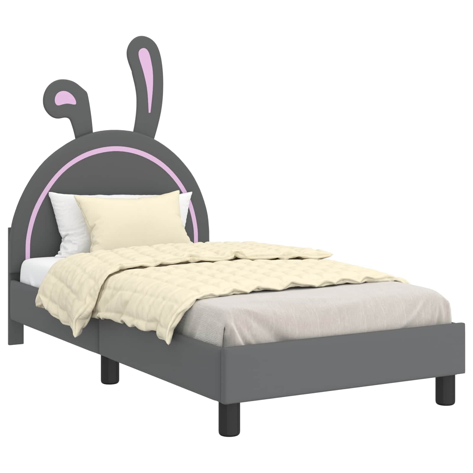 vidaXL Estrutura de Cama Infantil com Cabeceira Cinzento-claro PU