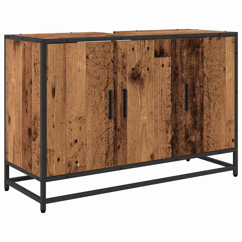 vidaXL Armário de Banheiro com porta Madeira Antiga 90 x 33 x 60 cm