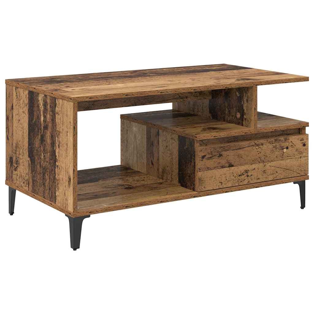 vidaXL Mesa de centro com gaveta Madeira Antiga 90 x 49 x 45 cm