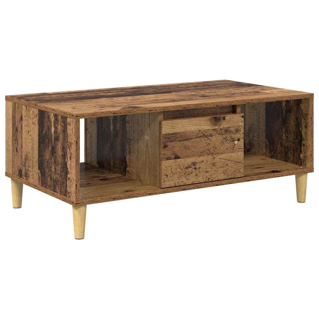 vidaXL Mesa de centro com gaveta Madeira Antiga 90 x 50 x 26,5 cm