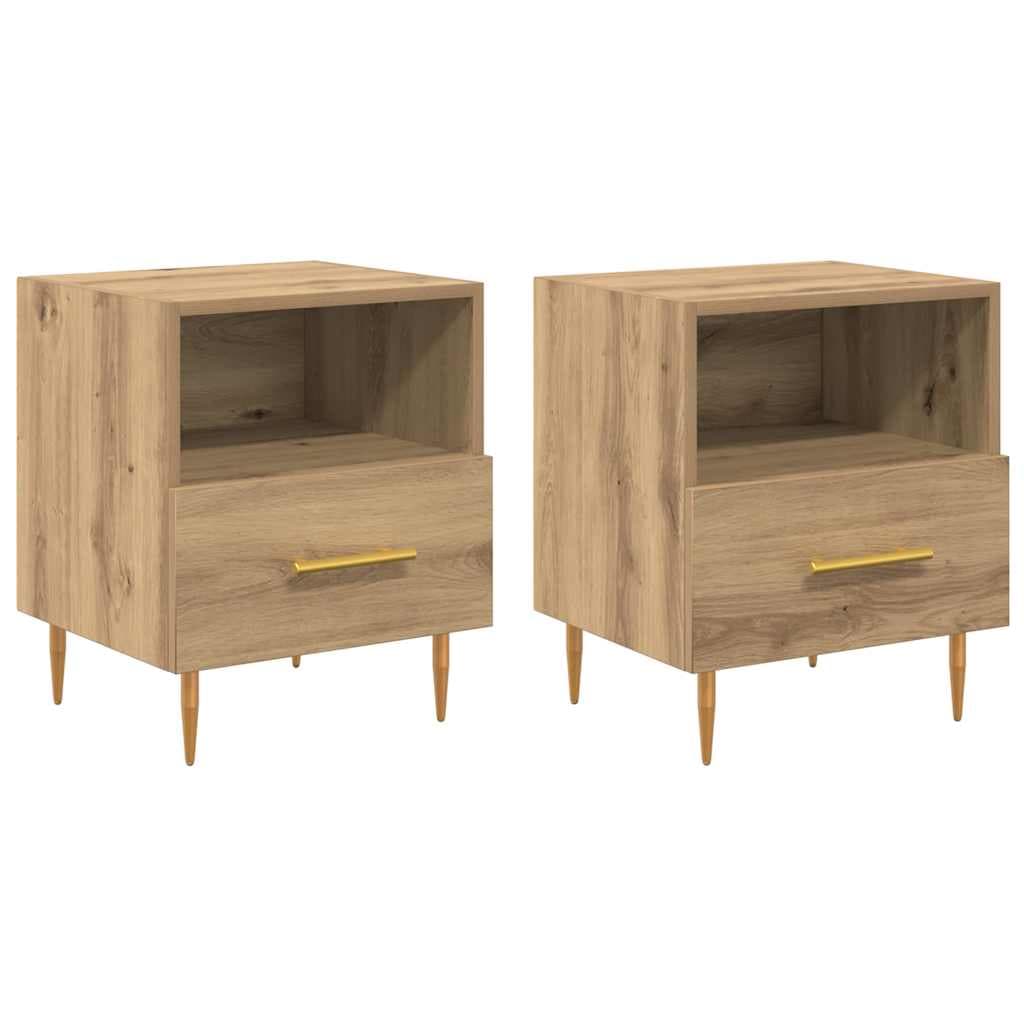 vidaXL Mesa-de-cabeceira com gaveta 2 pcs Castanho 40 x 35 x 47,5 cm
