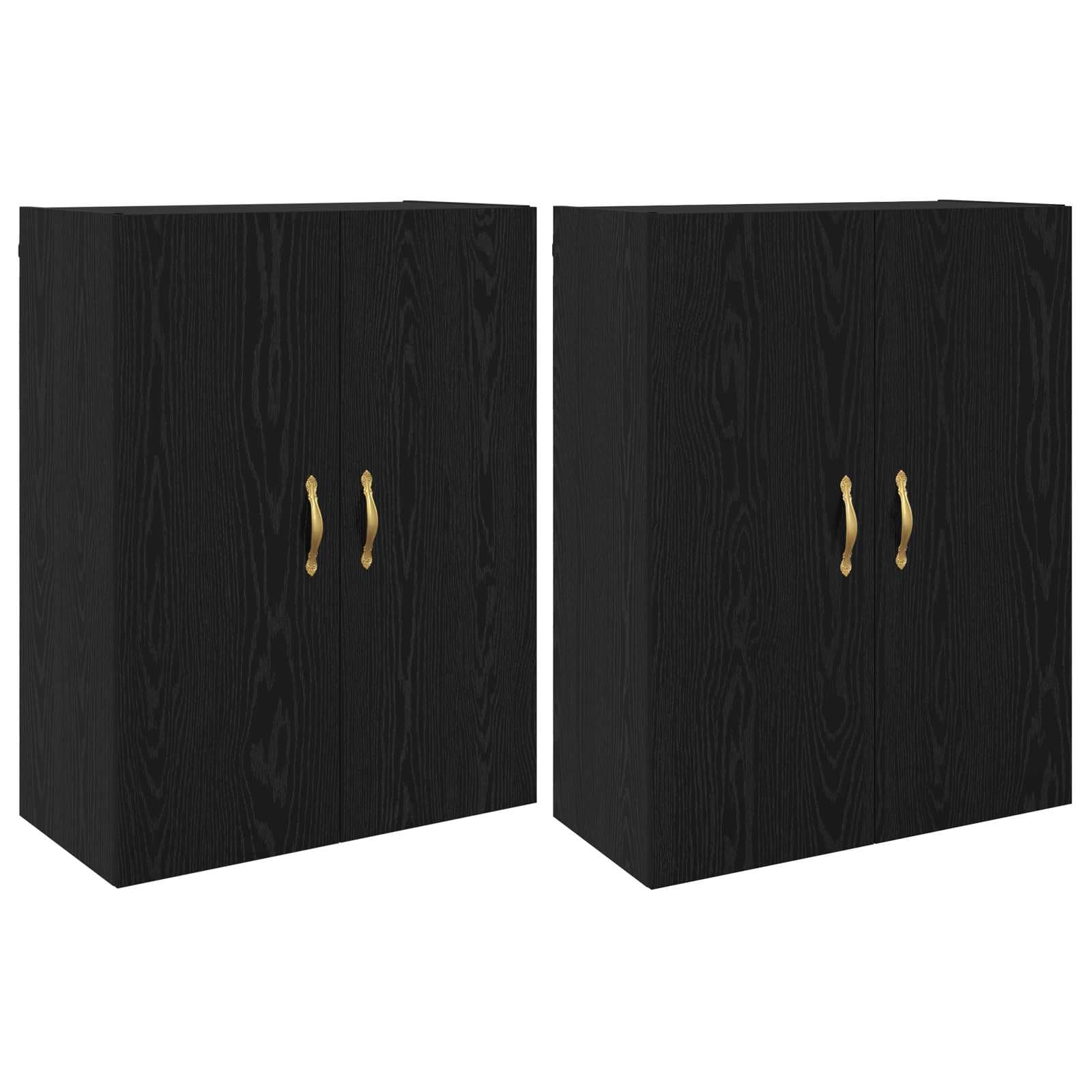 vidaXL Armário de Parede 2 pcs Carvalho Preto 69,5 x 34 x 90 cm