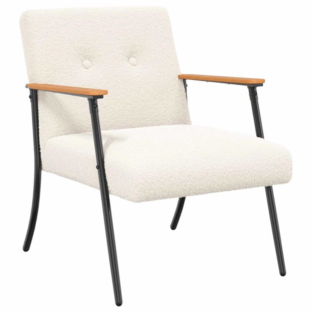 vidaXL Poltrona Creme 59 X 75 X 78 cm Tecido Curly Semelhante à Lã - 1965864075
