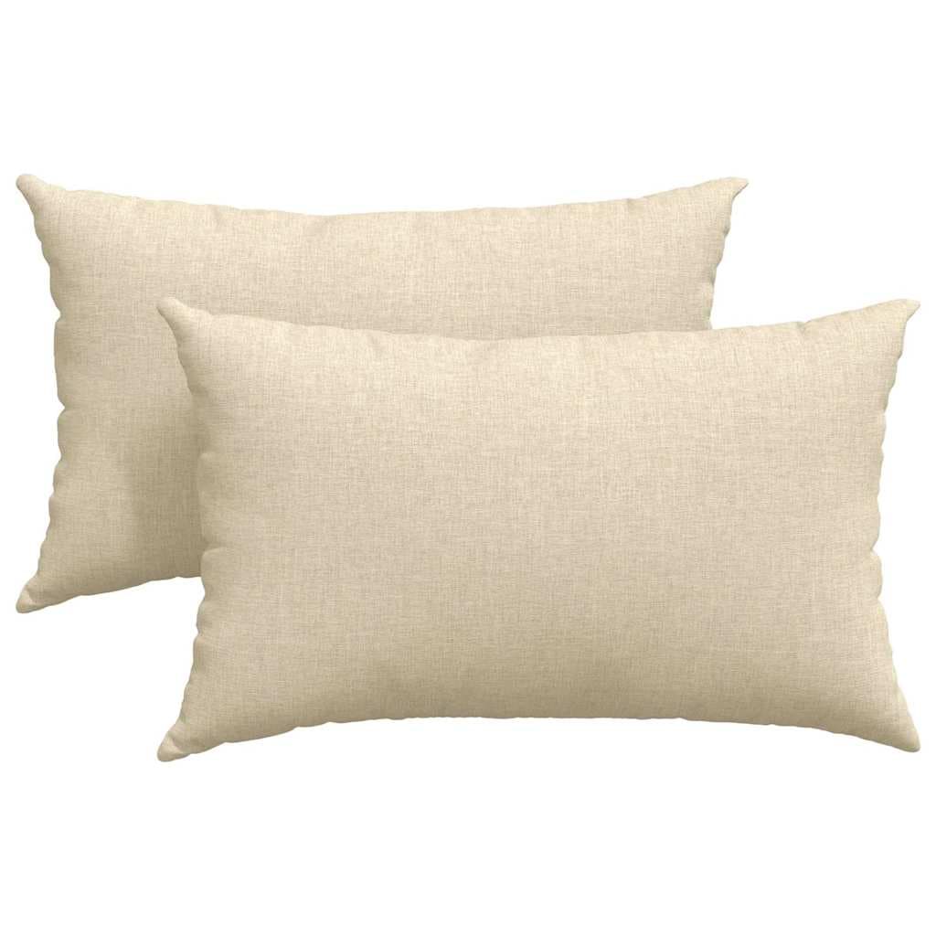 vidaXL Travesseiros de Sofá 2 pcs Creme 50 x 30 cm tecido