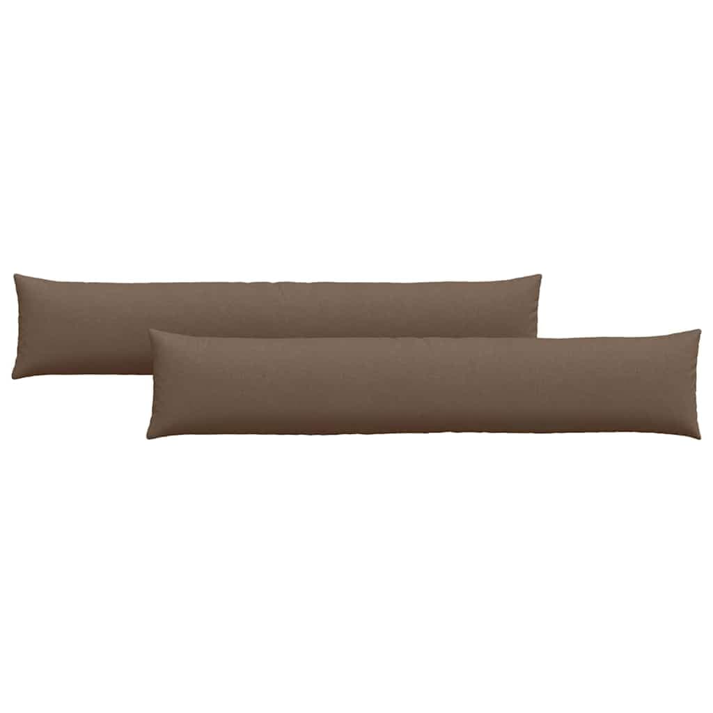 vidaXL Travesseiros de Sofá 2 pcs Castanho 200 x 40 cm tecido
