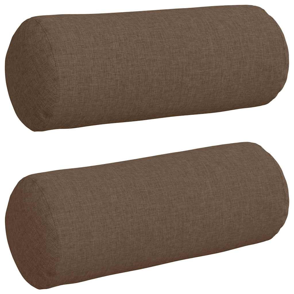 vidaXL Almofadas de Apoio 2 pcs Castanho Ø 15 x 40 cm tecido