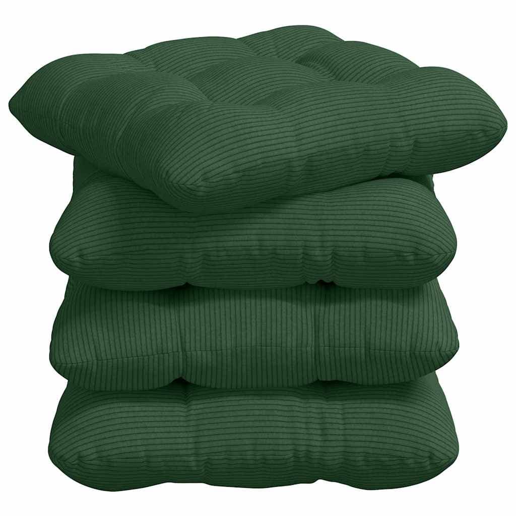 vidaXL Almofadas de Assento 4 pcs Verde Escuro 45 x 45 cm