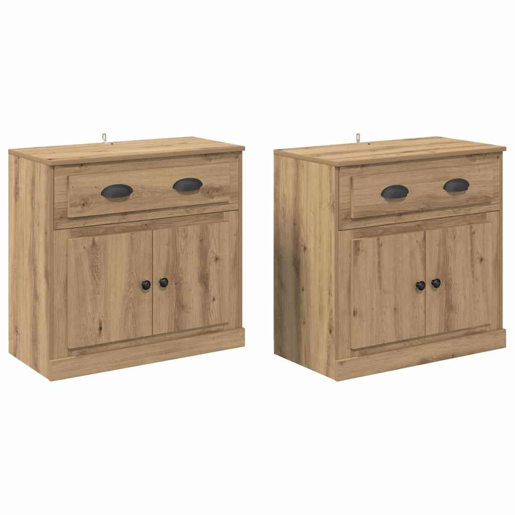 vidaXL Aparadores 2 pcs Carvalho Artesanal 70 x 35,5 x 67,5 cm