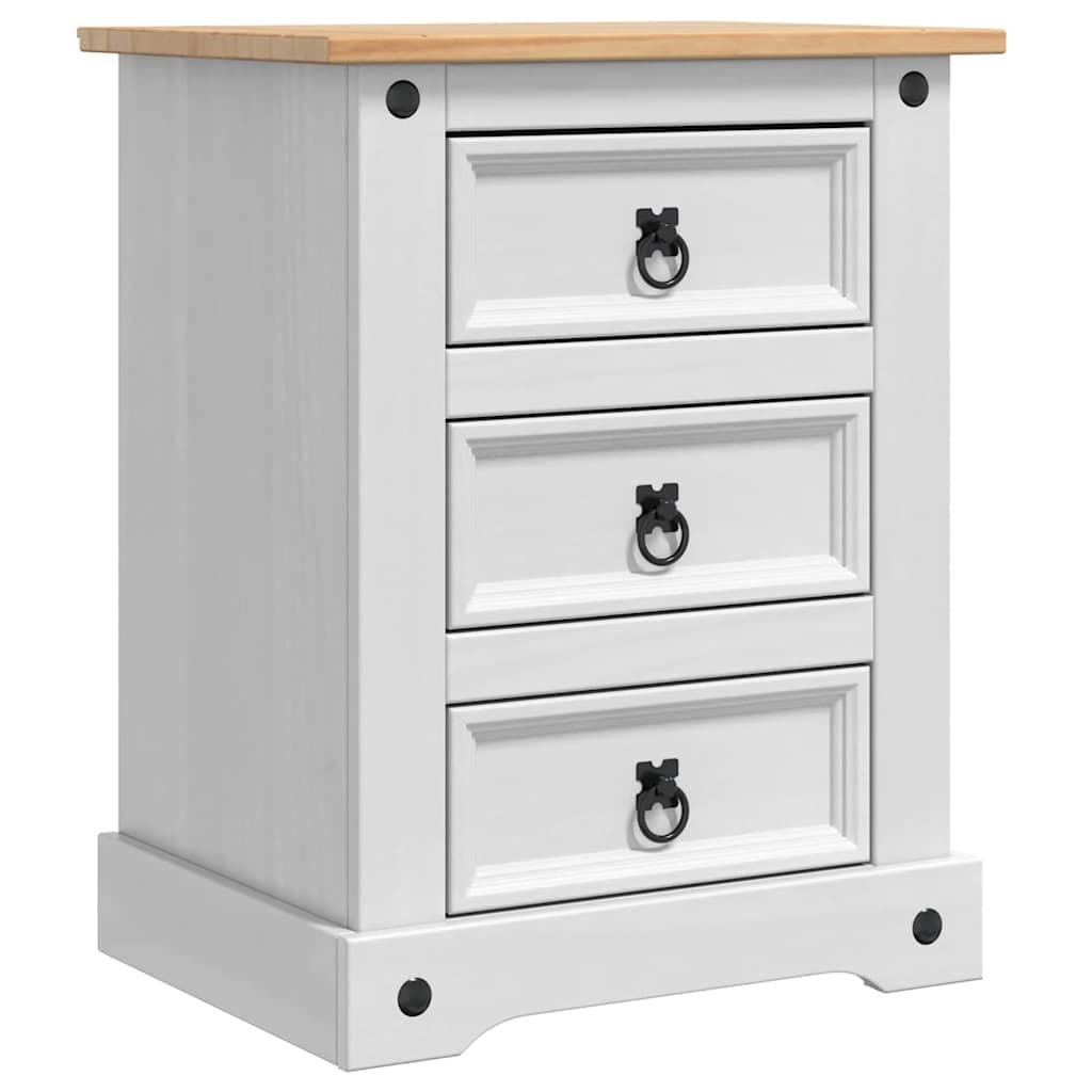 vidaXL Mesa-de-cabeceira com gaveta Corona Branco 53 x 39 x 66 cm