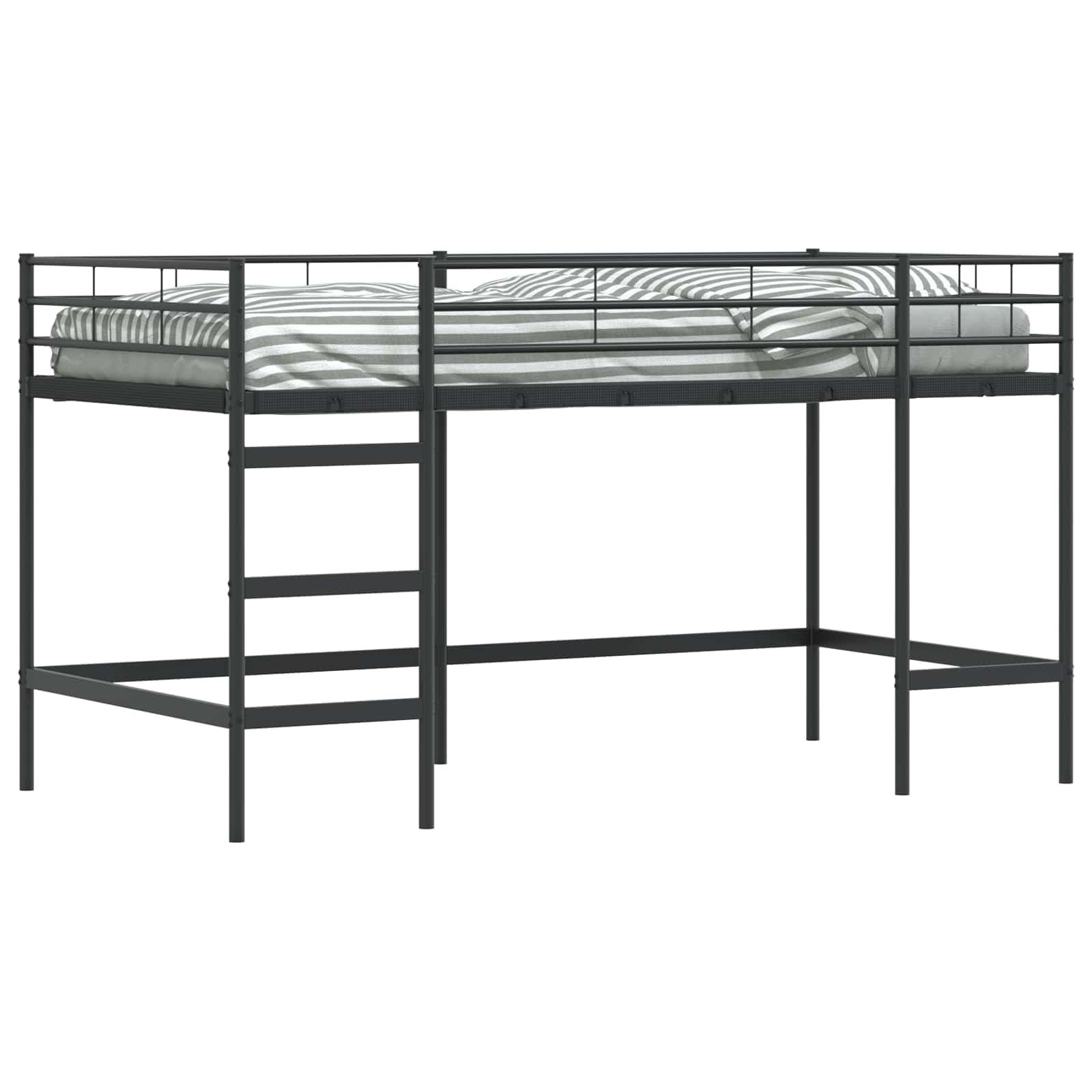 vidaXL Estrutura de Cama Loft para Crianças Preto 90 x 200 cm Aço