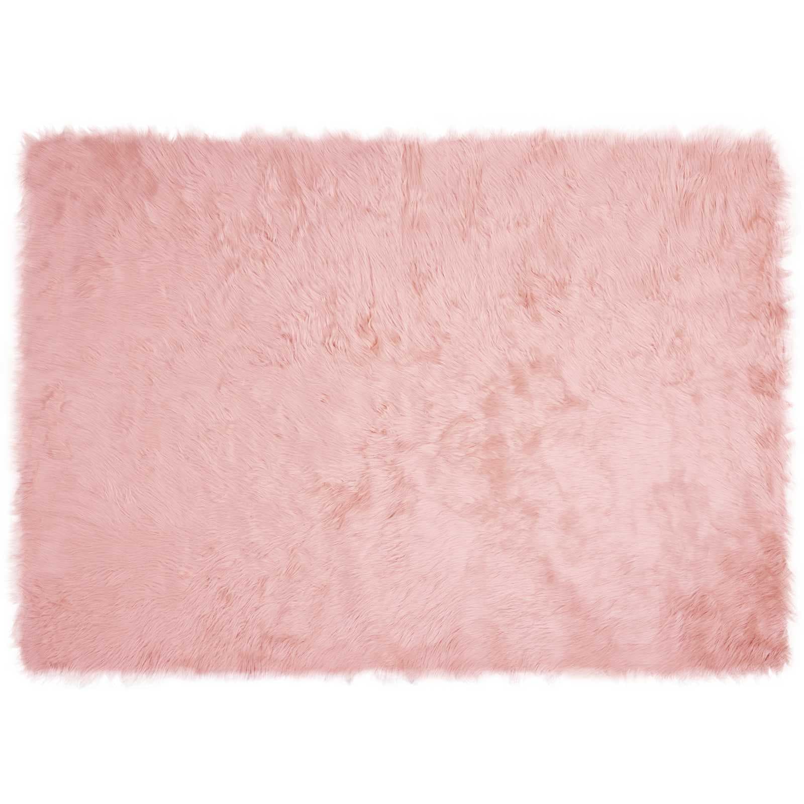 Tapete vidaXL Sintético de Pele de Ovelha Tafalla Rosa 140 X 200 cm - 2685358483