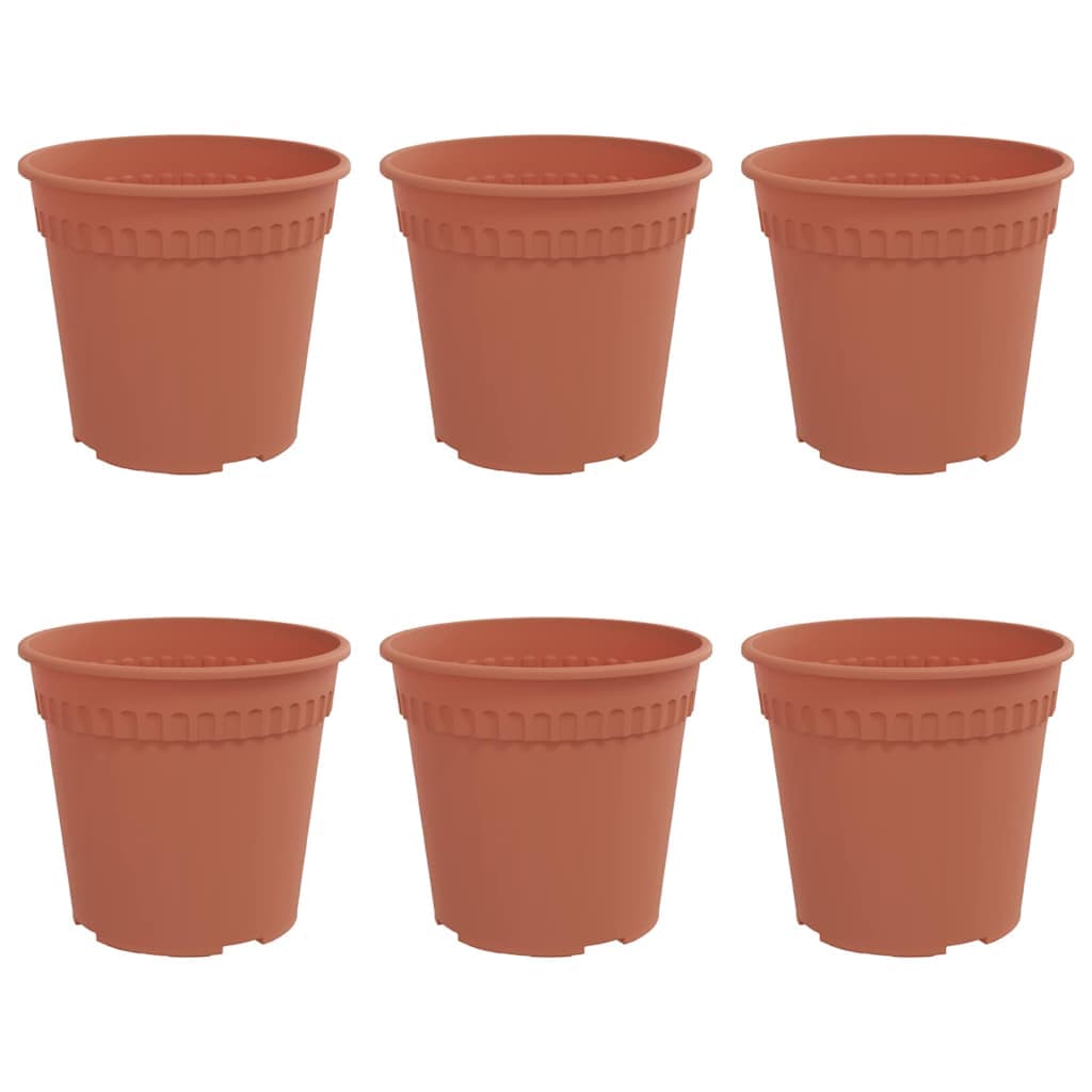 vidaXL Vaso Redondo para Flores 6 pcs Vermelho Tijolo Ø 19 x 16 cm