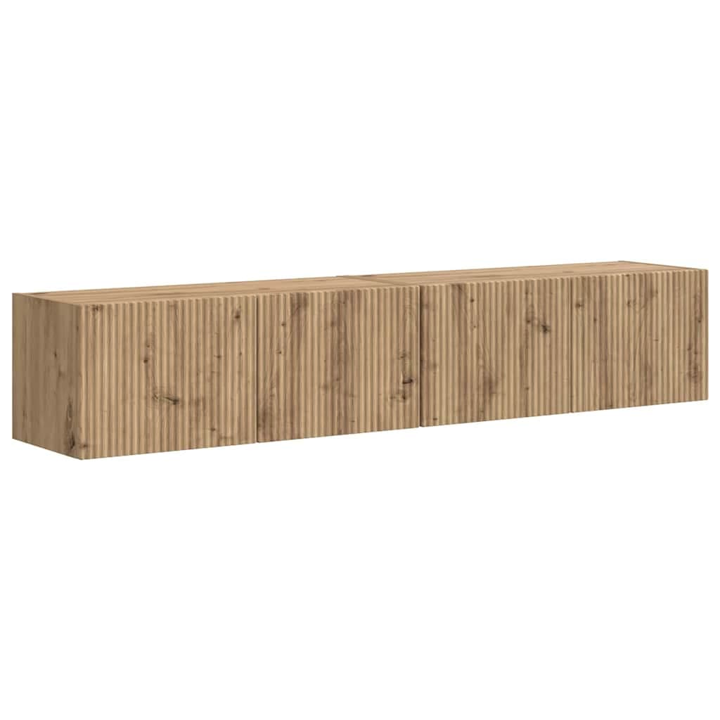 vidaXL Armário de TV de Parede 2 pcs Carvalho Artesanal