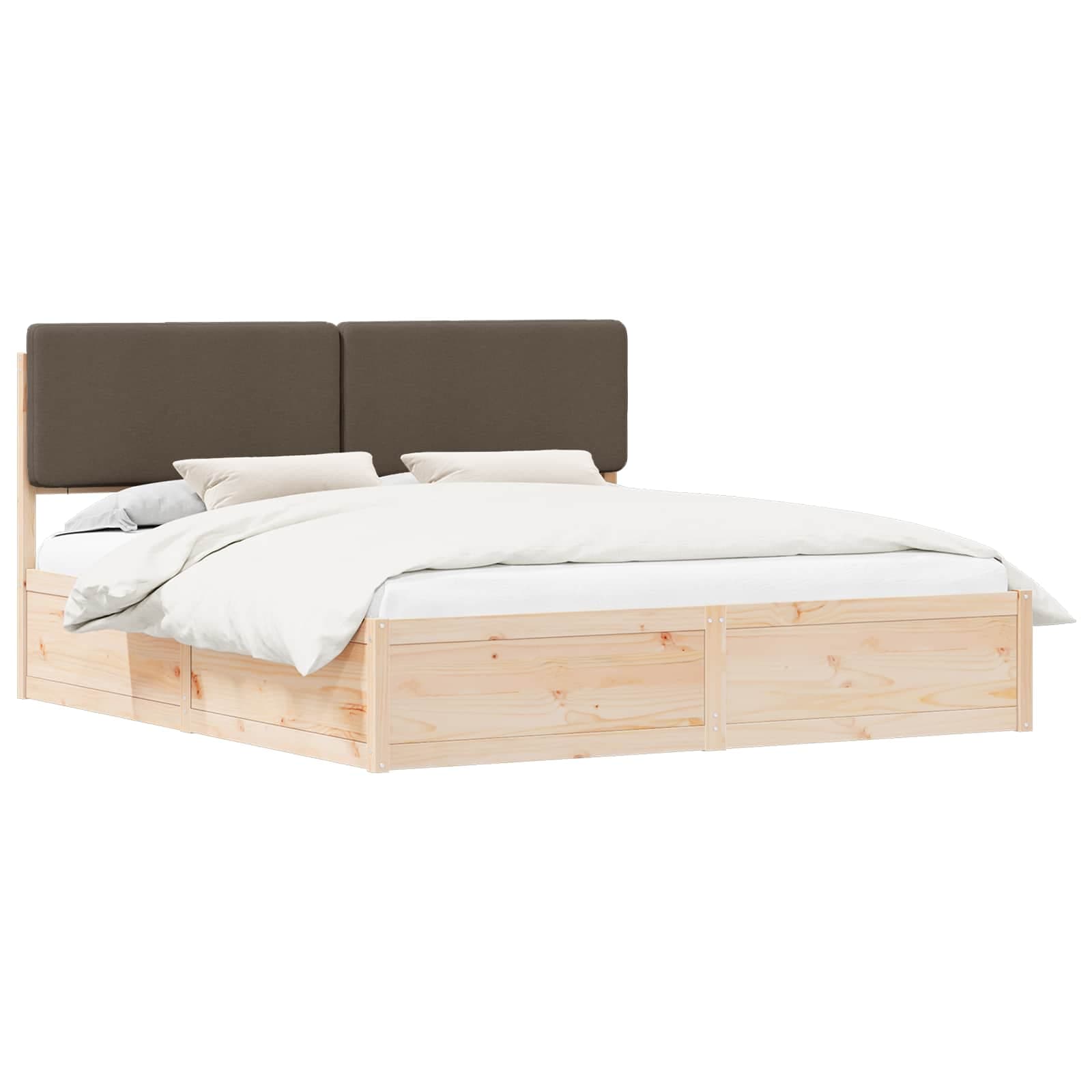 vidaXL Estrutura de Cama com Cabeceira Estofada Cinzento-acastanhado