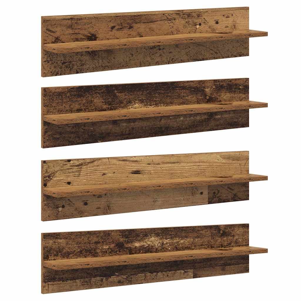 vidaXL Prateleiras de Parede 4 pcs Madeira Antiga 80 x 11,5 x 18 cm