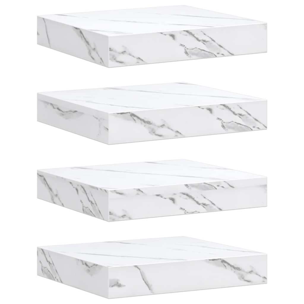 vidaXL Prateleira de Parede 4 pcs Mármore Branco 23 x 23,5 x 4 cm