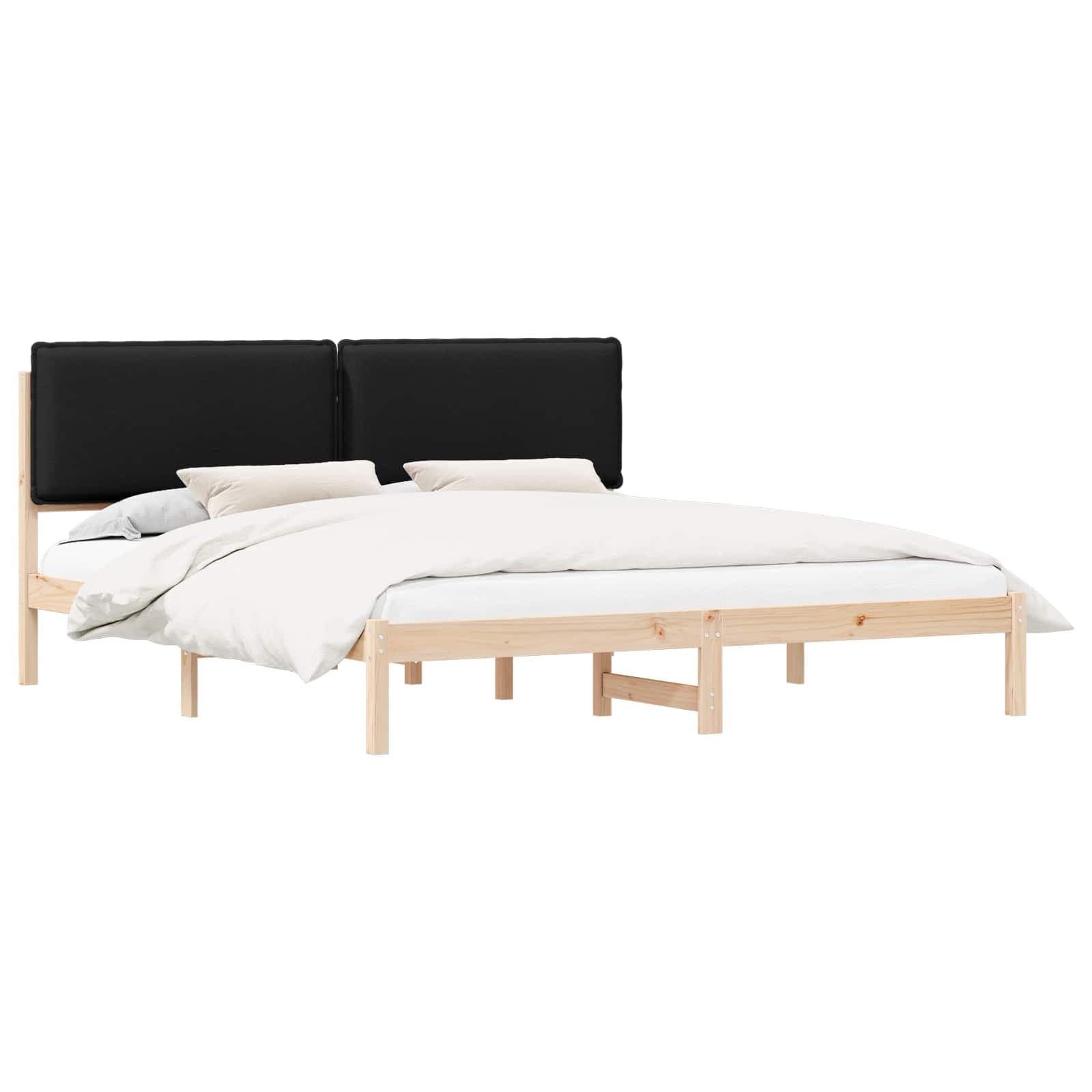 vidaXL Estrutura de Cama com Cabeceira Estofada Preto 200 x 200 cm